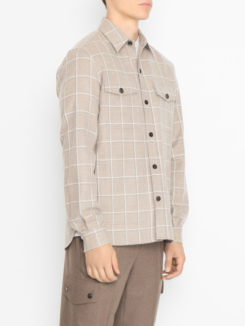 Рубашка из шерсти и кашемира с накладными карманами Isaia - МодельВерхНиз