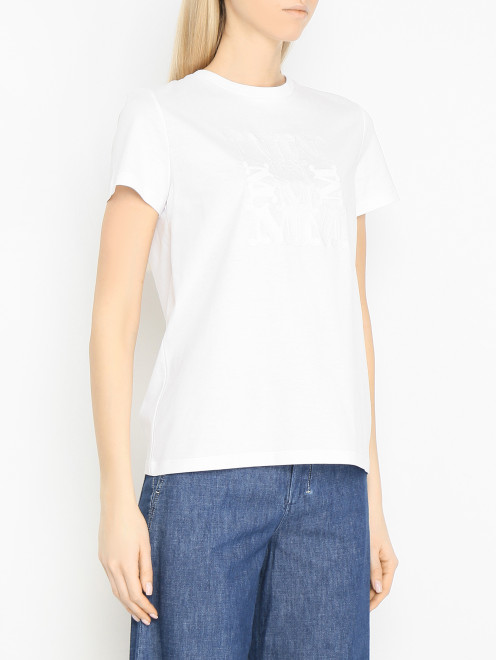 Однотонная футболка из хлопка с логотипом Max Mara - МодельВерхНиз
