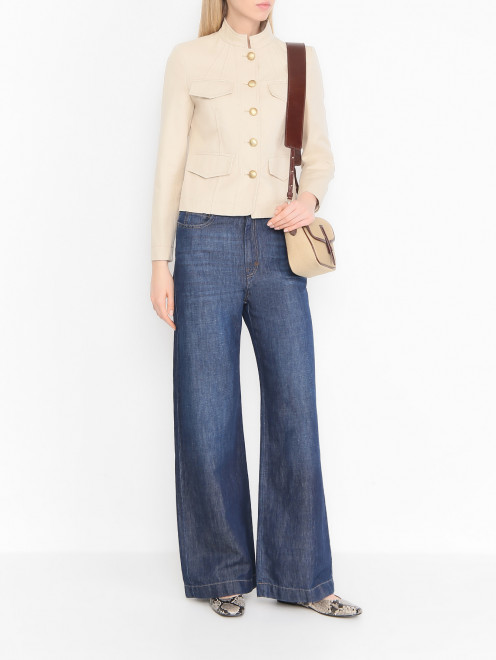 Хлопковый жакет с золотистыми пуговицами Weekend Max Mara - МодельОбщийВид