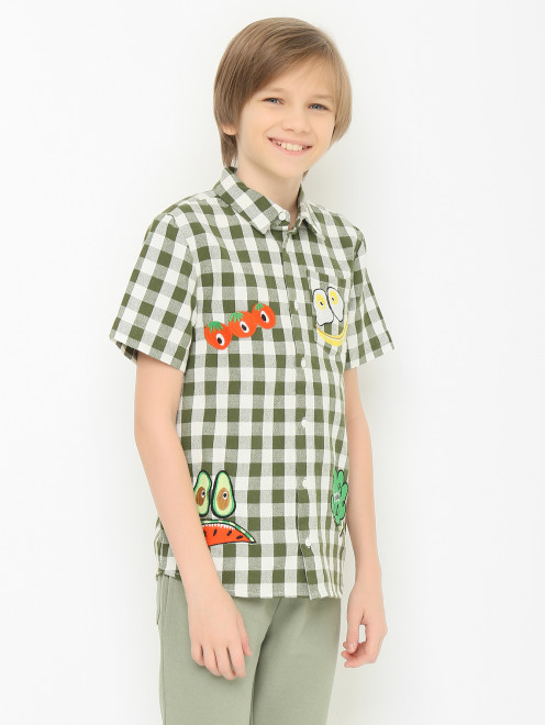 Рубашка из хлопка с короткими рукавами Stella McCartney kids - МодельВерхНиз