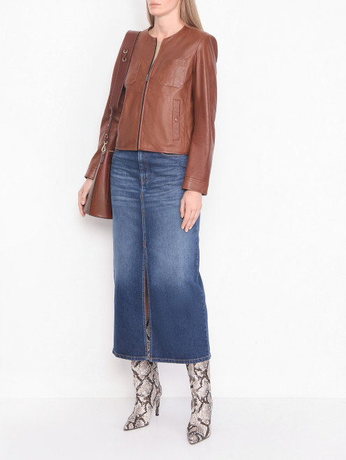 Куртка из кожи на молнии Weekend Max Mara - МодельОбщийВид
