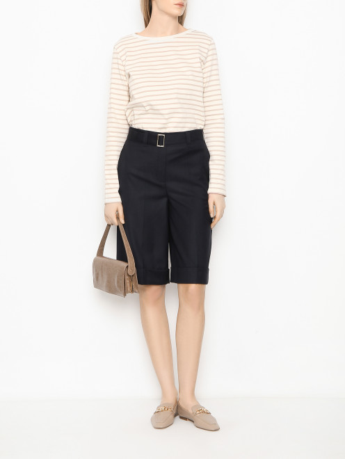 Хлопковый лонгслив с узором "Полоска" Weekend Max Mara - МодельОбщийВид