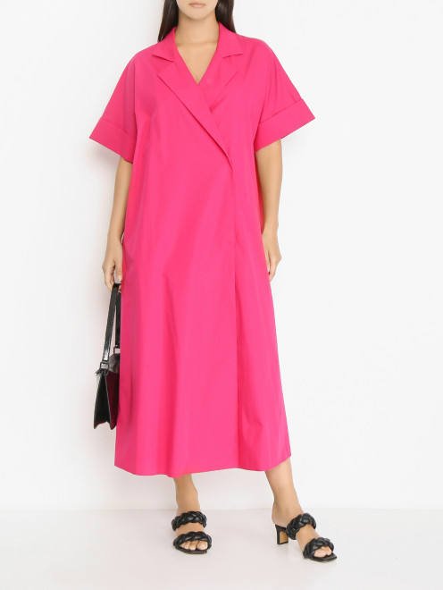 Платье из хлопка с V-образным вырезом Marina Rinaldi - МодельОбщийВид