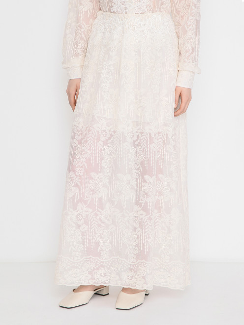 Юбка-макси с вышивкой и кружевом Ermanno Scervino - МодельВерхНиз