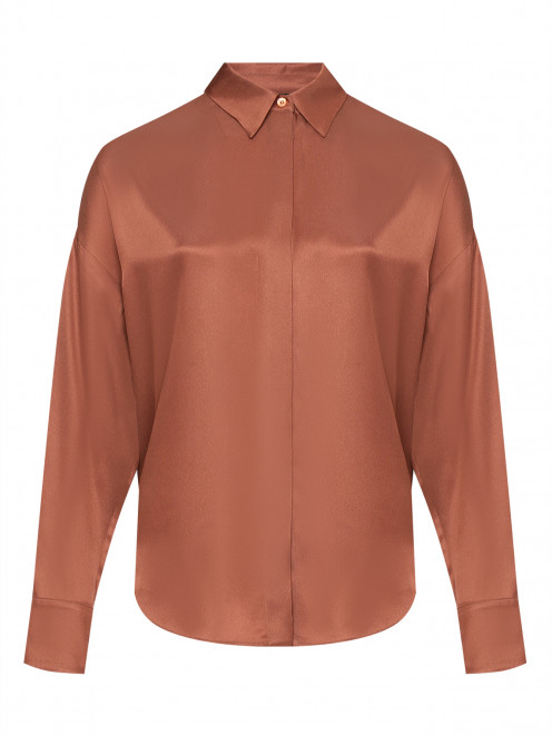 Однотонная блуза свободного кроя на пуговицах Lorena Antoniazzi - Общий вид
