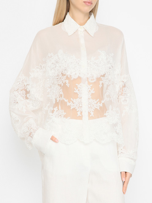 Блуза из хлопка с кружевом Ermanno Scervino - МодельВерхНиз