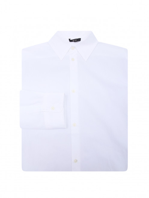 Рубашка из хлопка декорированная трикотажной тканью N21 - Общий вид