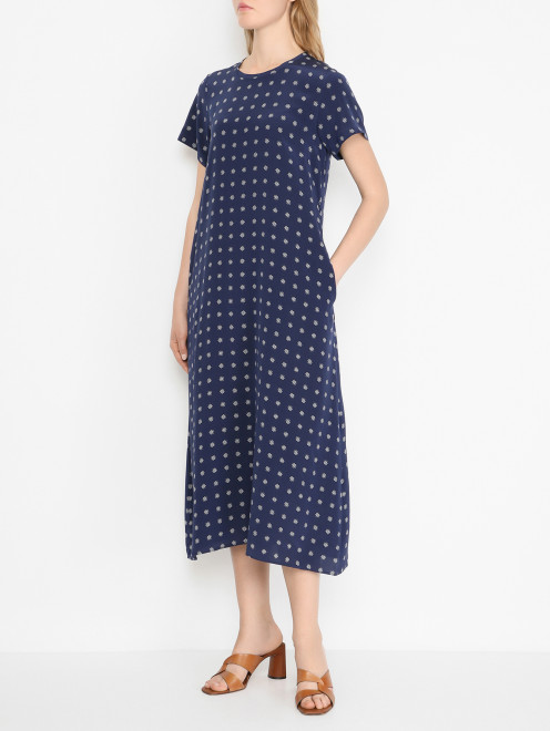 Платье из шелка с узором Weekend Max Mara - МодельВерхНиз