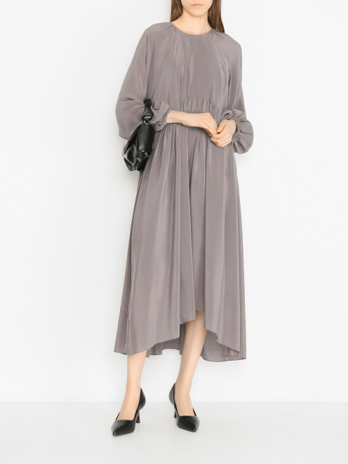 Платье свободного кроя с рукавами-фонариками из шелка Koko Brand - МодельОбщийВид