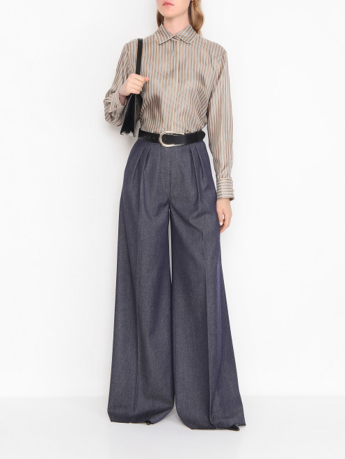 Блуза из шелка в полоску Max Mara - МодельОбщийВид