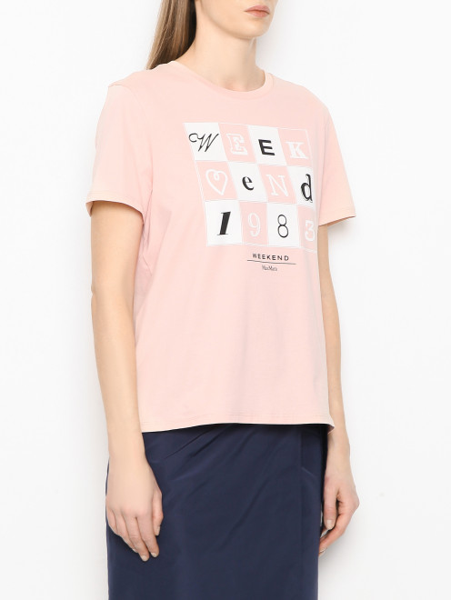 Футболка из хлопка с принтом Weekend Max Mara - МодельВерхНиз
