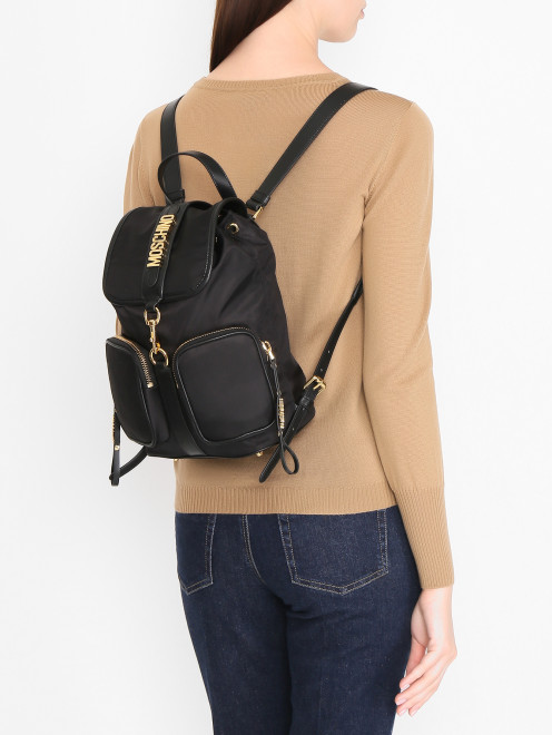 Рюкзак из текстиля с золотой фурнитурой Moschino - МодельВерхНиз