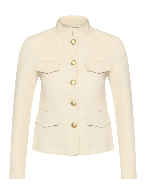 Хлопковый жакет с золотистыми пуговицами Weekend Max Mara - Общий вид