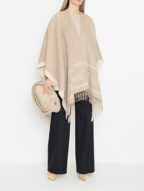 Пончо из шерсти с бахромой Max Mara - МодельОбщийВид
