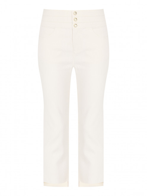 Укороченные джинсы из белого денима Ellassay - Общий вид