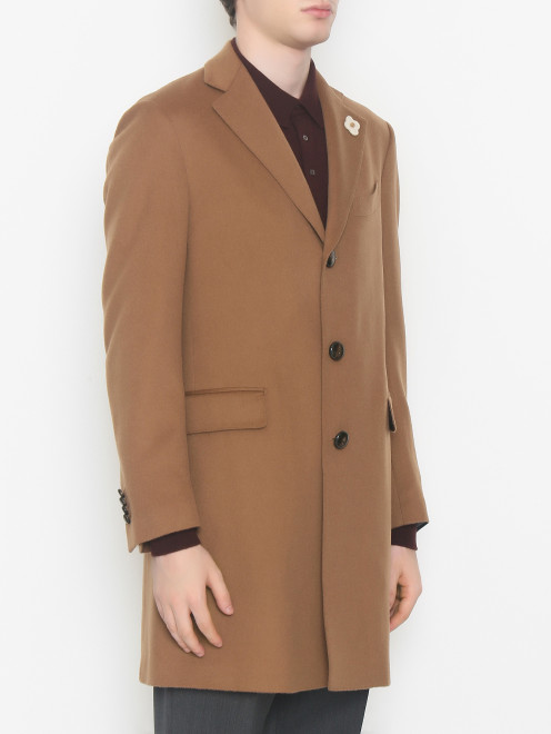 Пальто из шерсти на пуговицах с карманами LARDINI - МодельВерхНиз