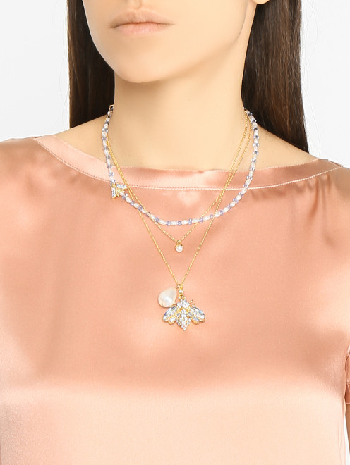 Ожерелье с кристаллами и речным жемчугом Ermanno Scervino - МодельОбщийВид