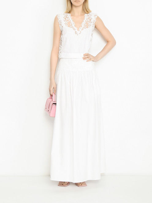 Укороченный топ из хлопка с вышивкой Ermanno Scervino - МодельОбщийВид