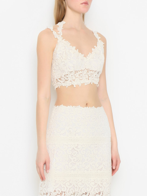 Укороченный топ из хлопка с вышивкой Ermanno Scervino - МодельВерхНиз
