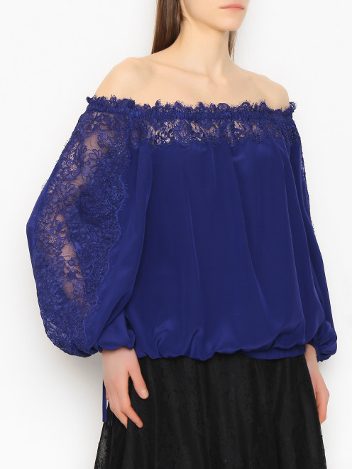 Блуза из шелка с открытыми плечами Luisa Spagnoli - МодельВерхНиз