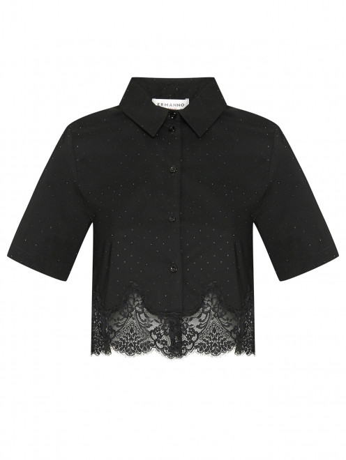 Укороченная рубашка из хлопка декорированная стразами Ermanno Firenze - Общий вид
