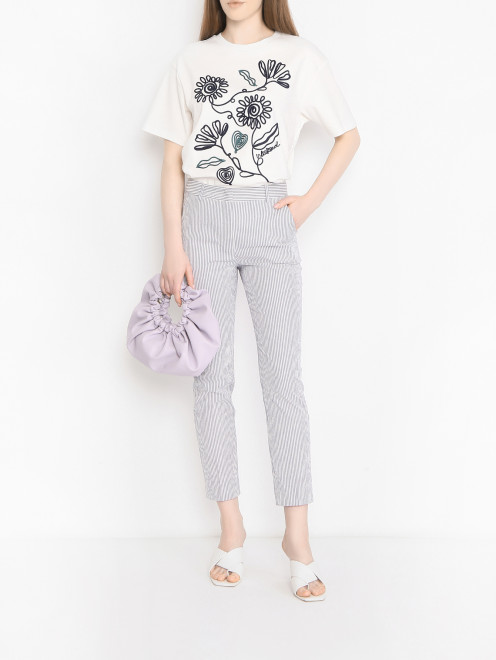 Брюки из хлопка в полоску Weekend Max Mara - МодельОбщийВид