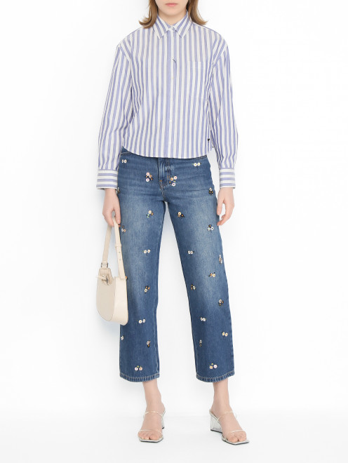 Рубашка из хлопка с узором полоска Weekend Max Mara - МодельОбщийВид