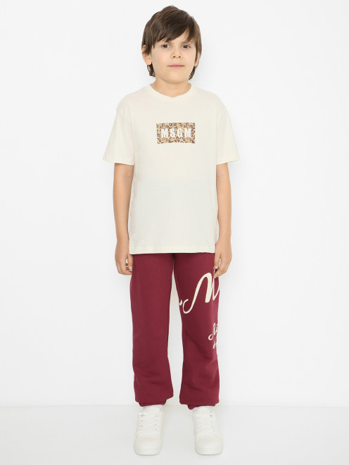 Футболка из хлопка с принтом MSGM - МодельОбщийВид