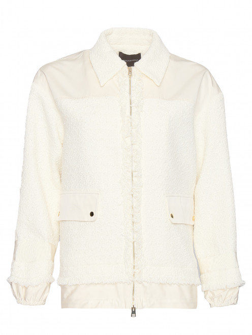 Твидовая куртка-рубашка из хлопка с бахромой Lorena Antoniazzi - Общий вид