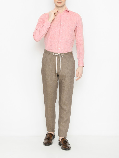 Рубашка однотонная из льна Doriani Cashmere - МодельОбщийВид