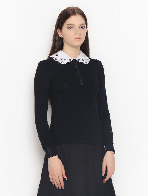 Трикотажная блуза с вышивкой Treapi - МодельВерхНиз