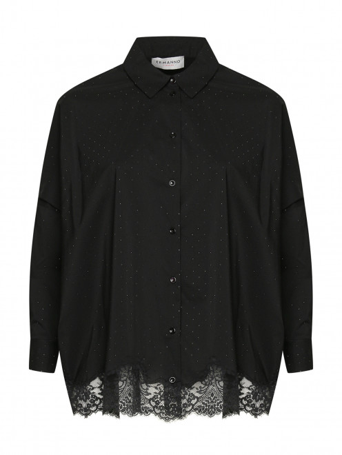 Рубашка из хлопка декорированная стразами Ermanno Firenze - Общий вид