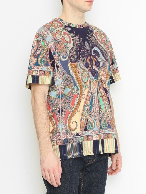 Футболка из хлопка с узором Etro - МодельВерхНиз