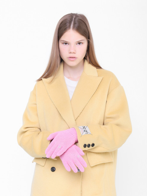 Перчатки из смешанной пряжи со стразами Aletta Couture - МодельОбщийВид