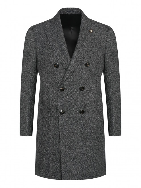 Двубортное пальто из шерсти с карманами LARDINI - Общий вид