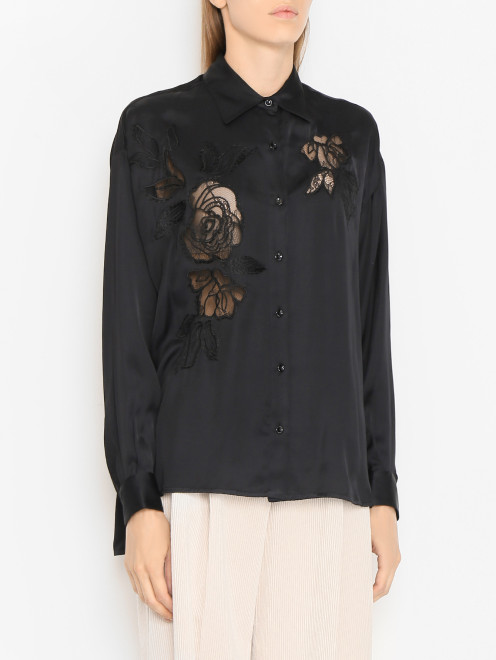 Блуза с ажурными вставками из вискозы Ermanno Firenze - МодельВерхНиз