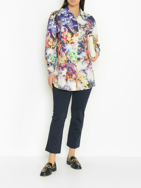 Удлиненная блуза из хлопка с узором Marina Rinaldi - МодельОбщийВид