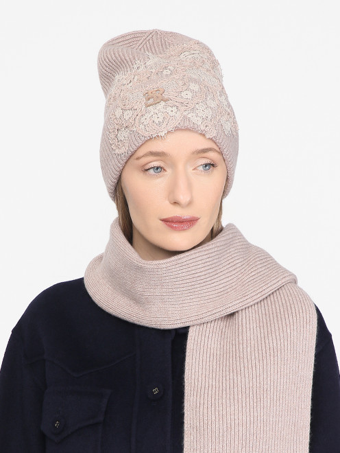 Шапка из кашемира с кружевом Ermanno Scervino - МодельОбщийВид