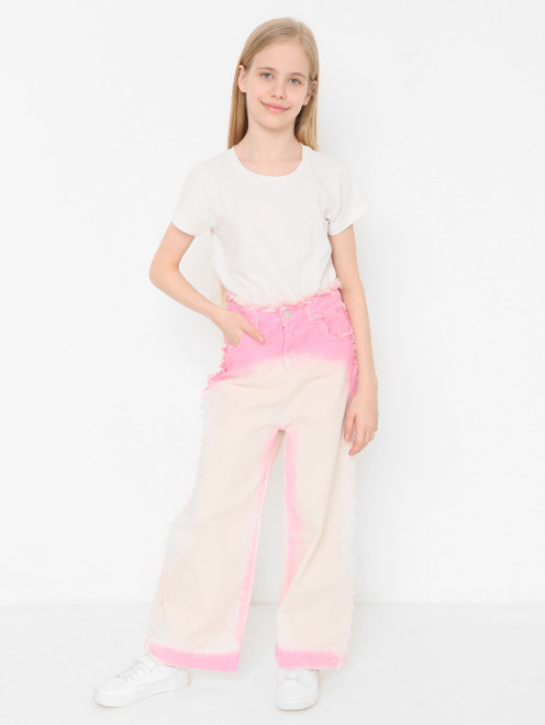 Джинсы из хлопка с бахромой MSGM - МодельОбщийВид