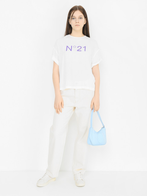Блуза из вискозы с принтом N21 - МодельОбщийВид