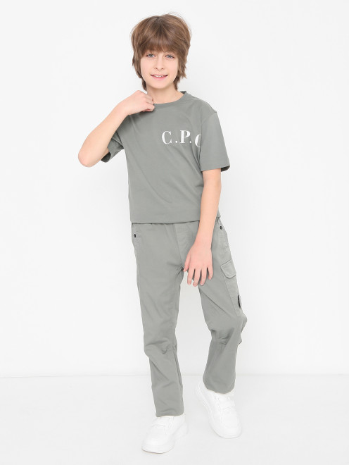 Футболка из хлопка с логотипом C.P. Company - МодельОбщийВид