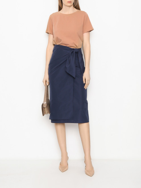 Однотонная футболка из хлопка с круглым вырезом Weekend Max Mara - МодельОбщийВид