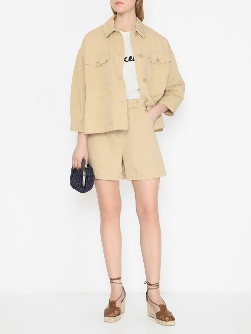 Куртка из хлопка и льна на кулиске Weekend Max Mara - МодельОбщийВид