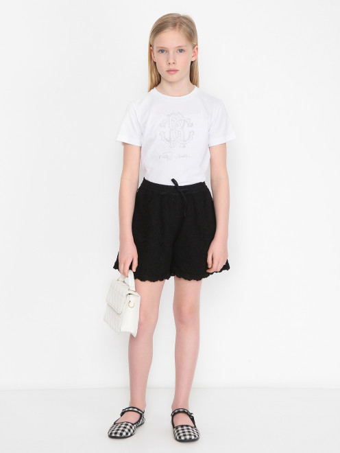 Шорты на резинке с вышивкой Ermanno Scervino Junior - МодельОбщийВид