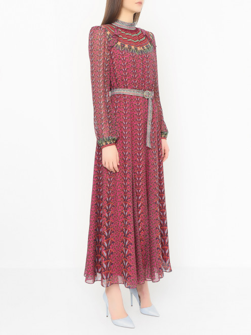 Шелковое платье с цветочным узором Saloni - МодельВерхНиз