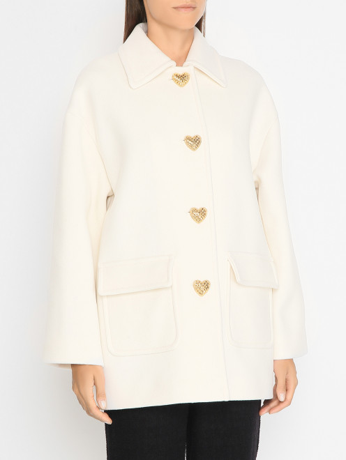 Пальто из шерсти с декоративными пуговицами Moschino - МодельВерхНиз