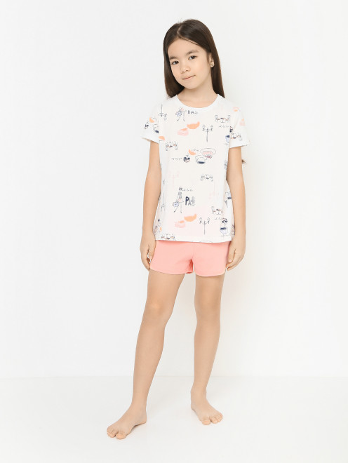 Хлопковая пижама с узором Sanetta - МодельОбщийВид