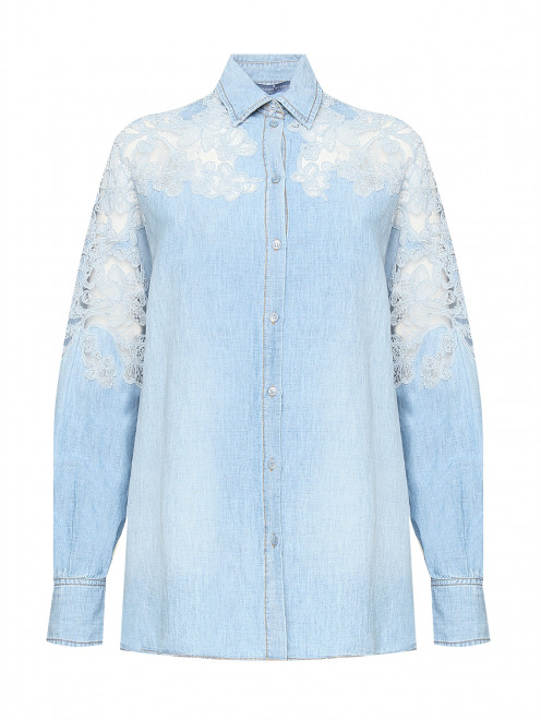 Блуза из хлопка и льна с вышивкой Ermanno Scervino - Общий вид