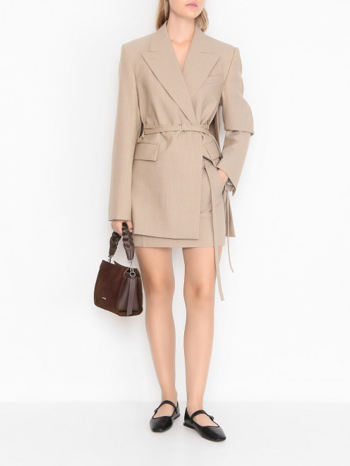 Юбка-мини из шерсти с поясом Sportmax - МодельОбщийВид