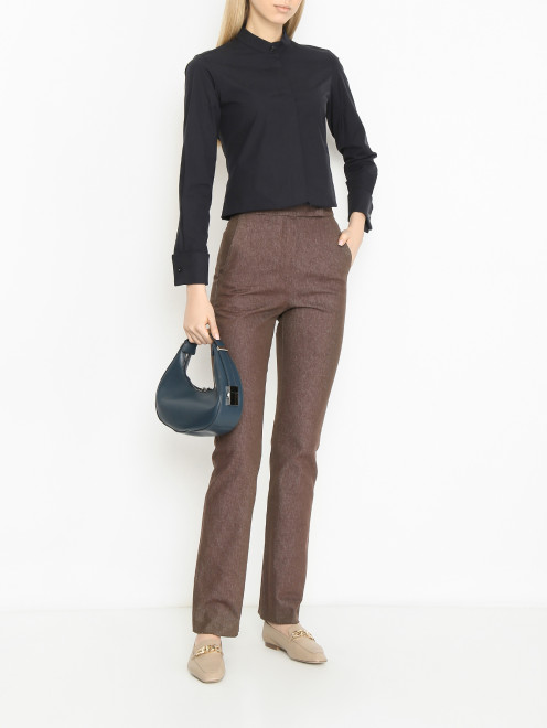 Хлопковая однотонная рубашка Max Mara - МодельОбщийВид